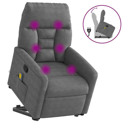 vidaXL Fauteuil de massage releveur gris foncé en tissu microfibre