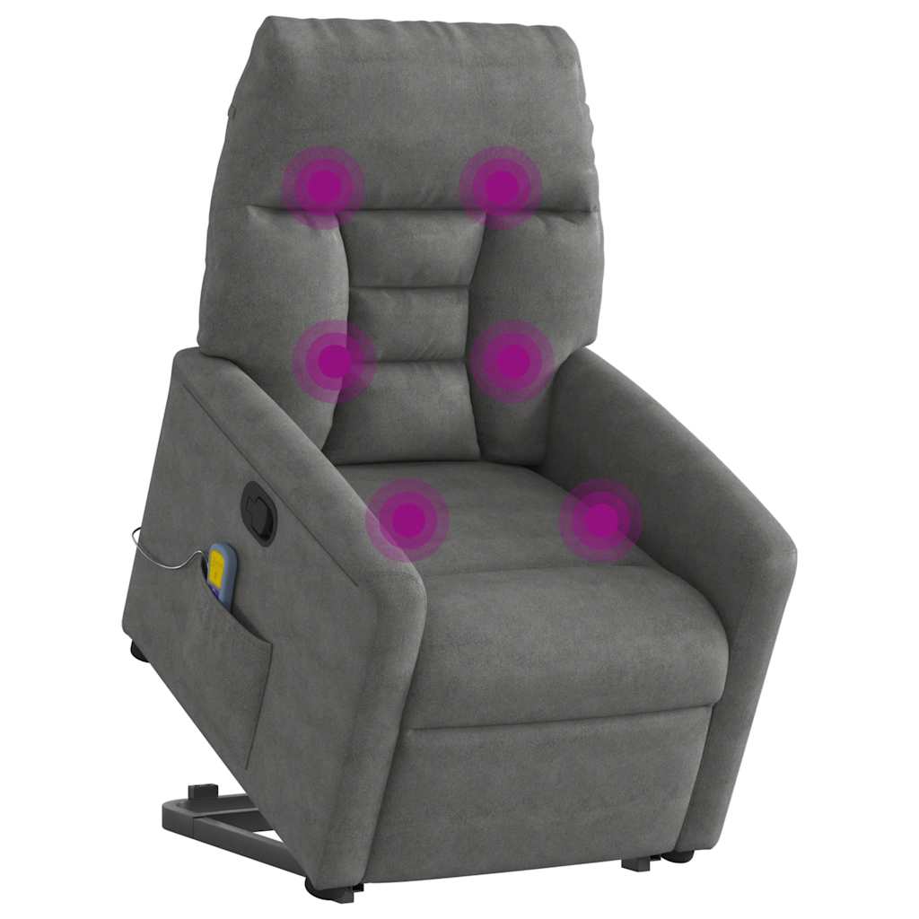 vidaXL Fauteuil de massage releveur gris foncé en tissu microfibre