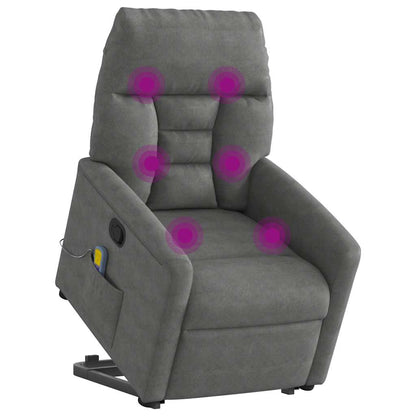 vidaXL Fauteuil de massage releveur gris foncé en tissu microfibre