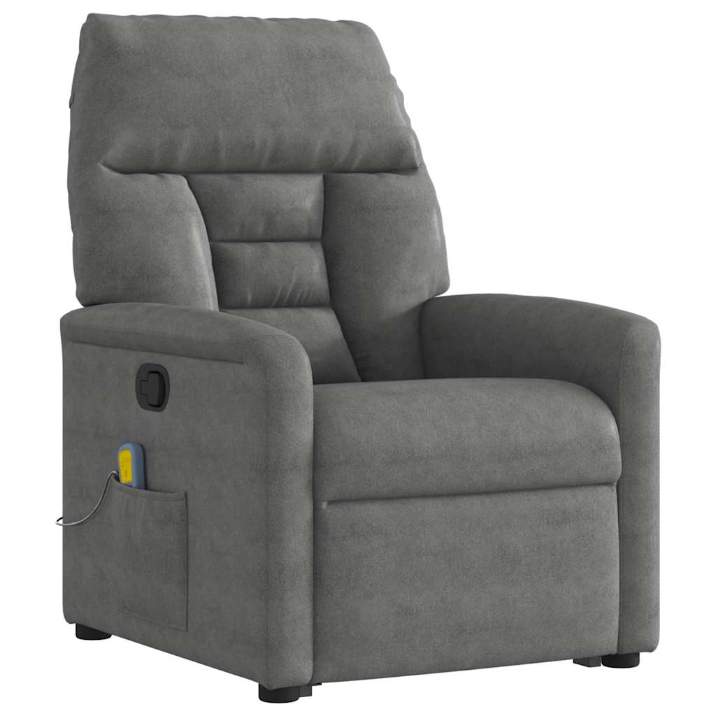 vidaXL Fauteuil de massage releveur gris foncé en tissu microfibre