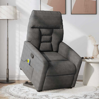 vidaXL Fauteuil de massage releveur gris foncé en tissu microfibre