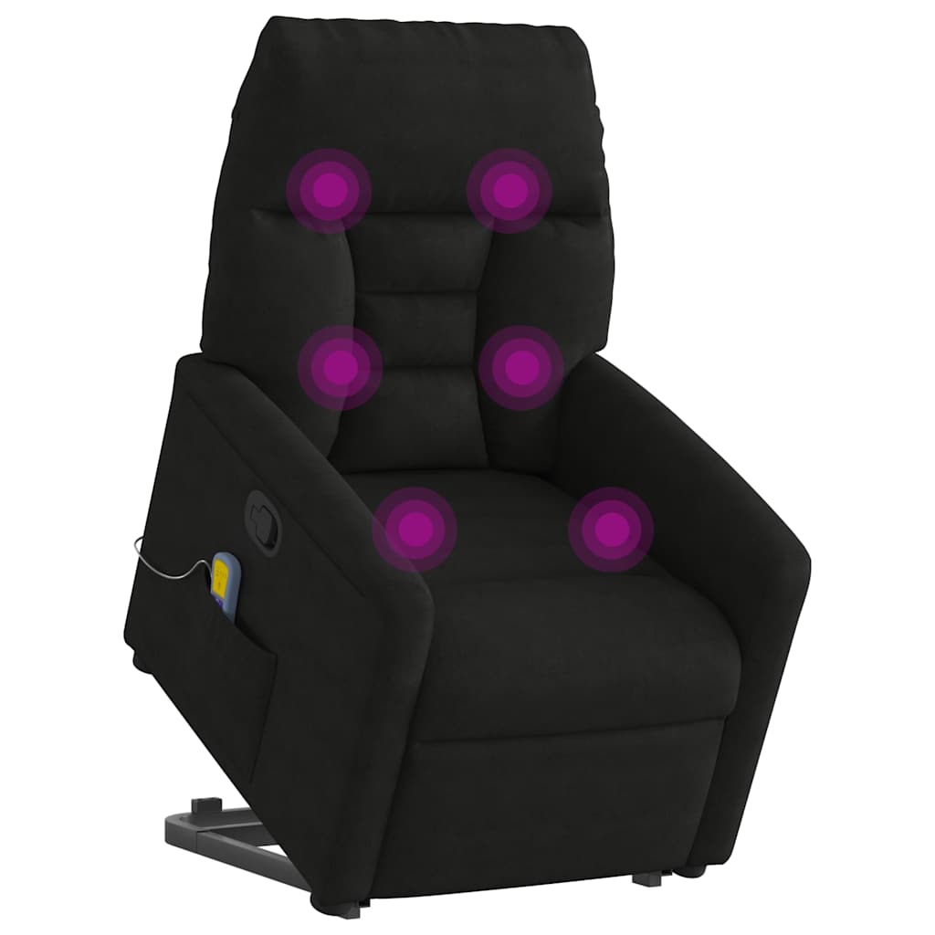 vidaXL Massagesessel mit Aufstehhilfe Schwarz Mikrofasergewebe