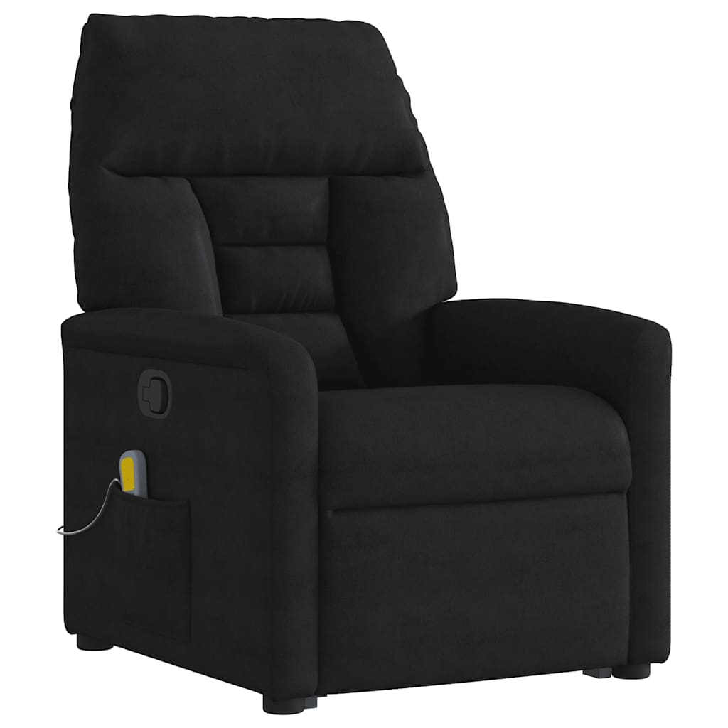 vidaXL Massagesessel mit Aufstehhilfe Schwarz Mikrofasergewebe