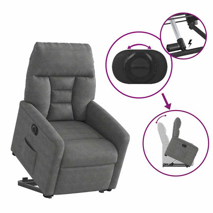 vidaXL Relaxsessel Aufstehhilfe Elektrisch Dunkelgrau Mikrofasergewebe