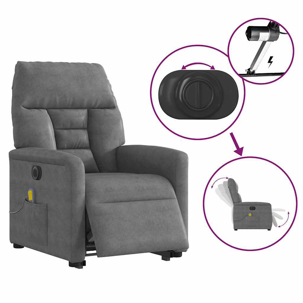 vidaXL Massagesessel Aufstehhilfe Elektrisch Dunkelgrau