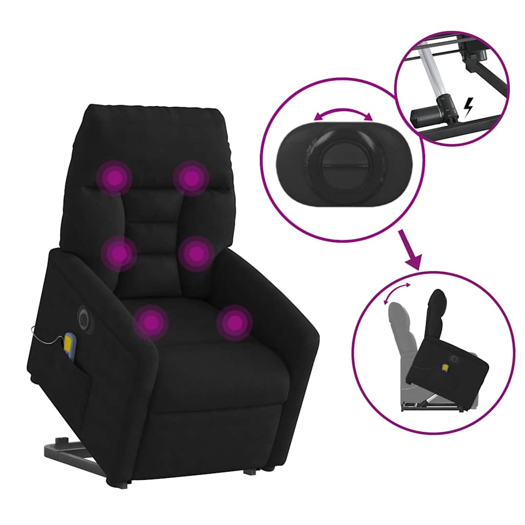 vidaXL Massagesessel Aufstehhilfe Elektrisch Schwarz Mikrofasergewebe