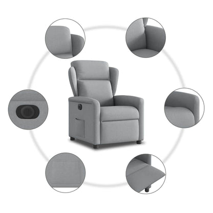 vidaXL Fauteuil relax électrique Gris clair Tissu