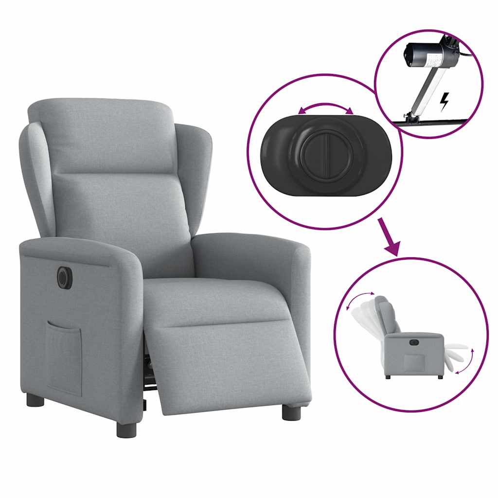 vidaXL Fauteuil relax électrique Gris clair Tissu