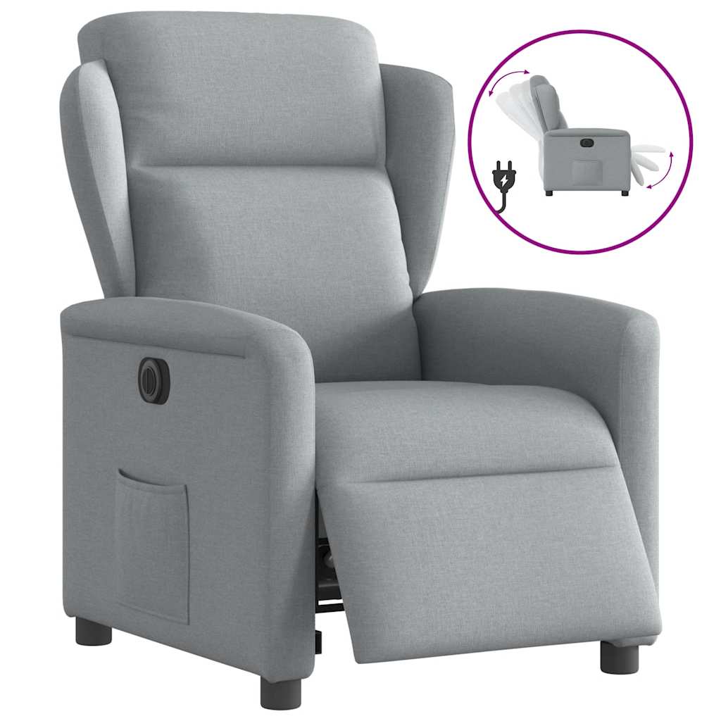 vidaXL Fauteuil relax électrique Gris clair Tissu