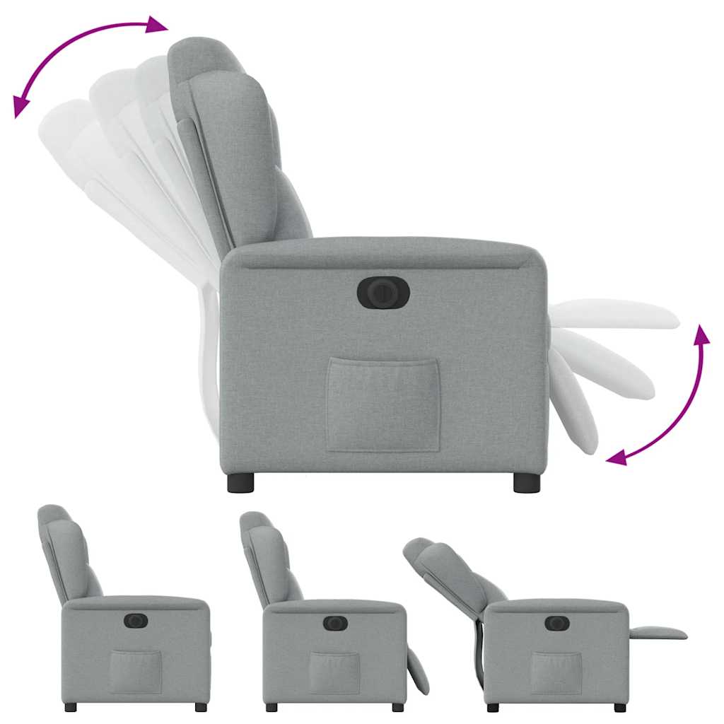 vidaXL Fauteuil relax électrique Gris clair Tissu