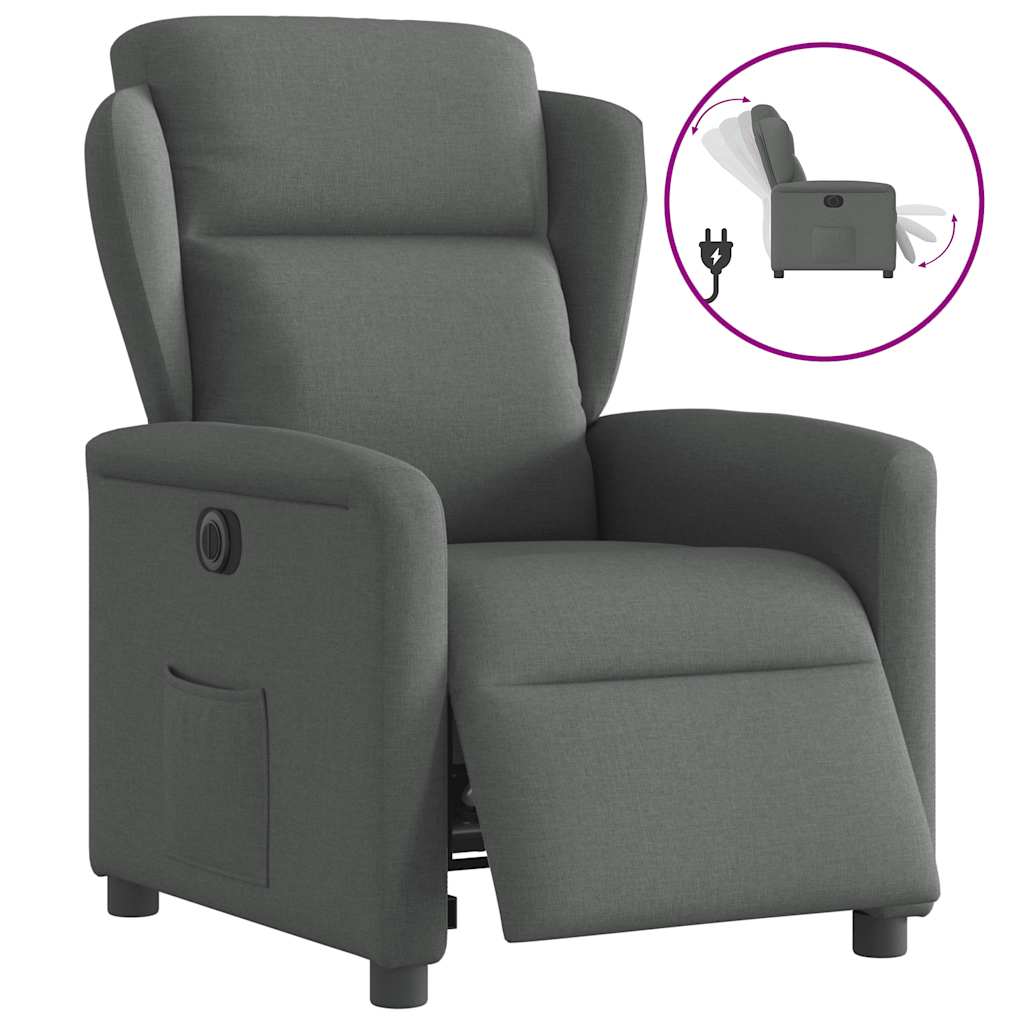 vidaXL Fauteuil relax électrique en tissu gris foncé