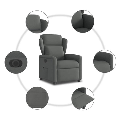 vidaXL Fauteuil relax électrique en tissu gris foncé