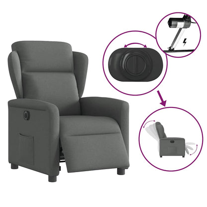 vidaXL Fauteuil relax électrique en tissu gris foncé