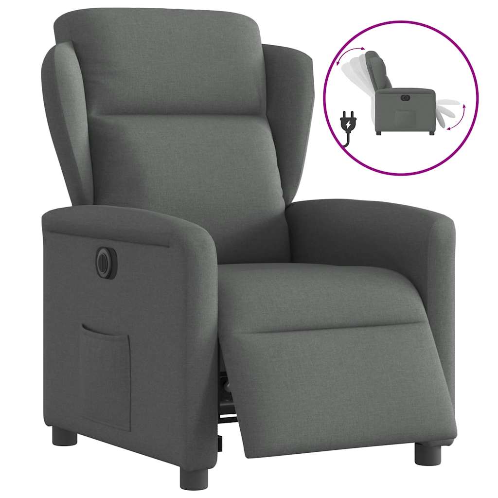 vidaXL Fauteuil relax électrique en tissu gris foncé