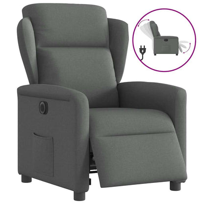 vidaXL Fauteuil relax électrique en tissu gris foncé