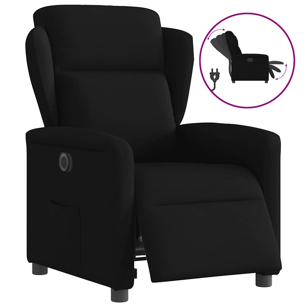 vidaXL Fauteuil relax électrique noir en tissu