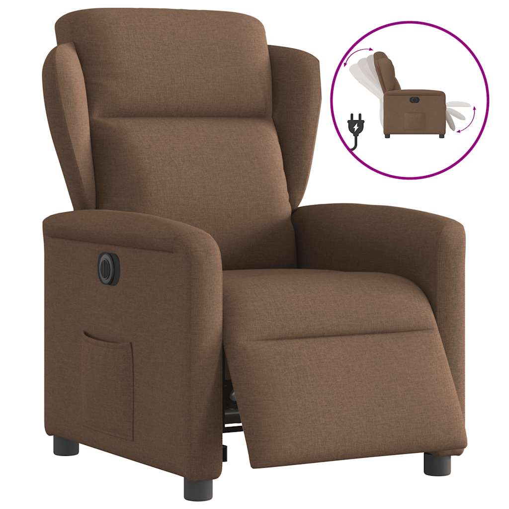 vidaXL Fauteuil de Relaxation Électrique Marron Tissu