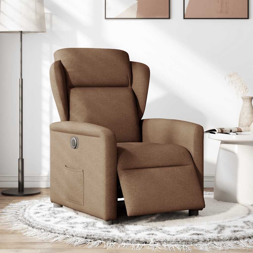vidaXL Fauteuil de Relaxation Électrique Marron Tissu