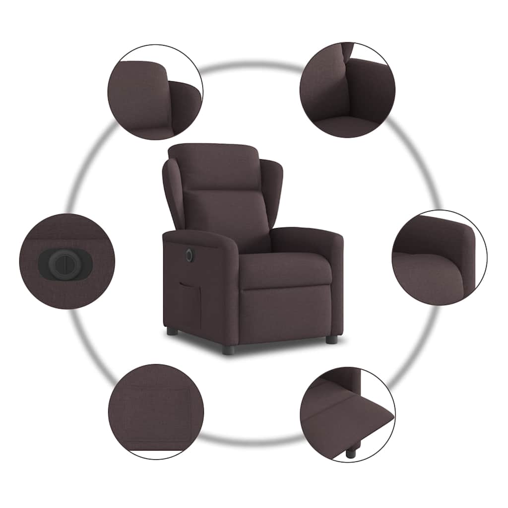 vidaXL Relaxsessel Elektrisch Dunkelbraun Stoff
