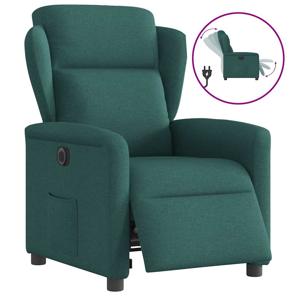 vidaXL Fauteuil relax électrique Vert foncé Tissu