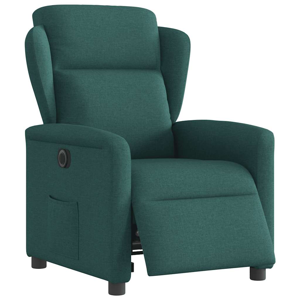 vidaXL Fauteuil relax électrique Vert foncé Tissu
