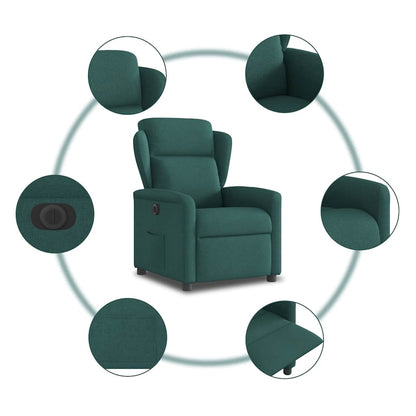 vidaXL Fauteuil relax électrique Vert foncé Tissu