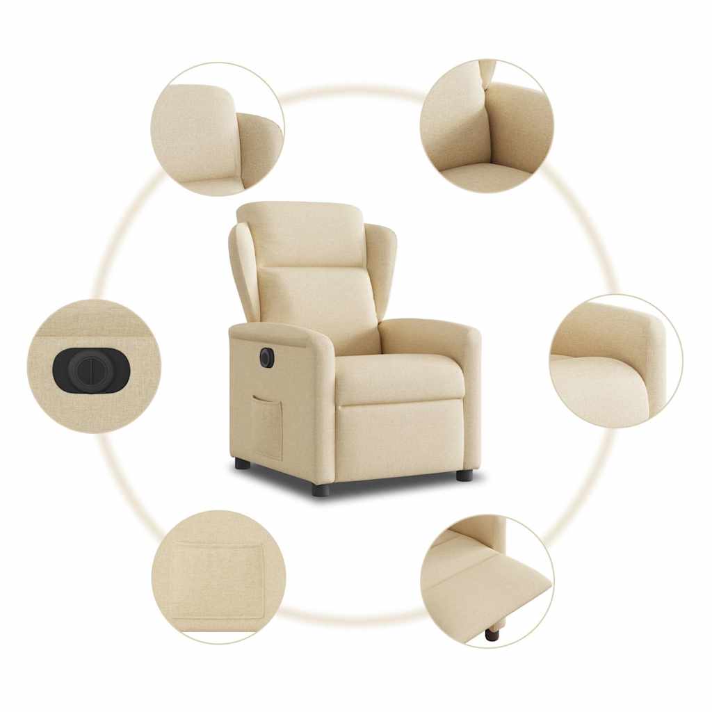 vidaXL Fauteuil de relaxation électrique crème tissu