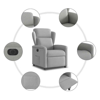 vidaXL Relaxsessel Elektrisch Wolkengrau Stoff