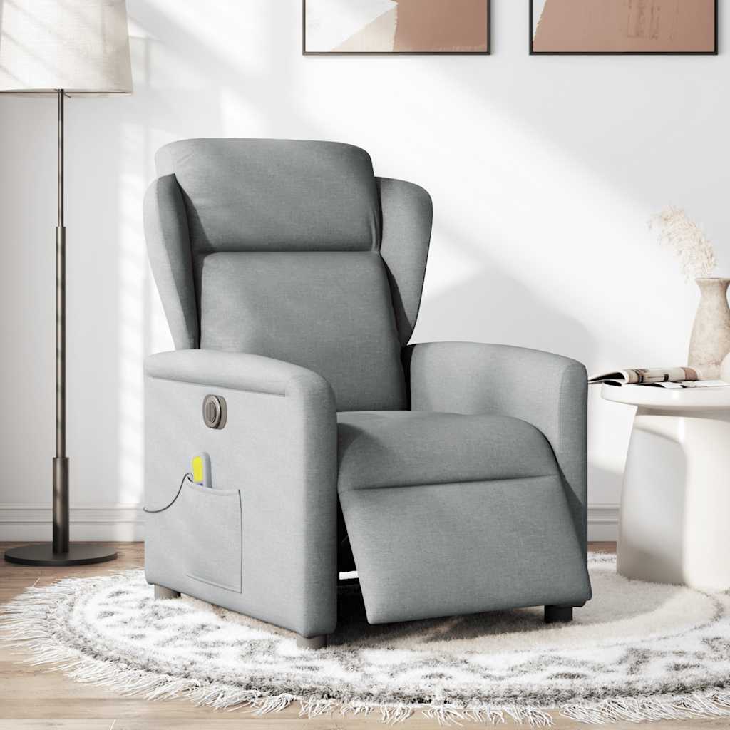 vidaXL Massagesessel Elektrisch Hellgrau Stoff