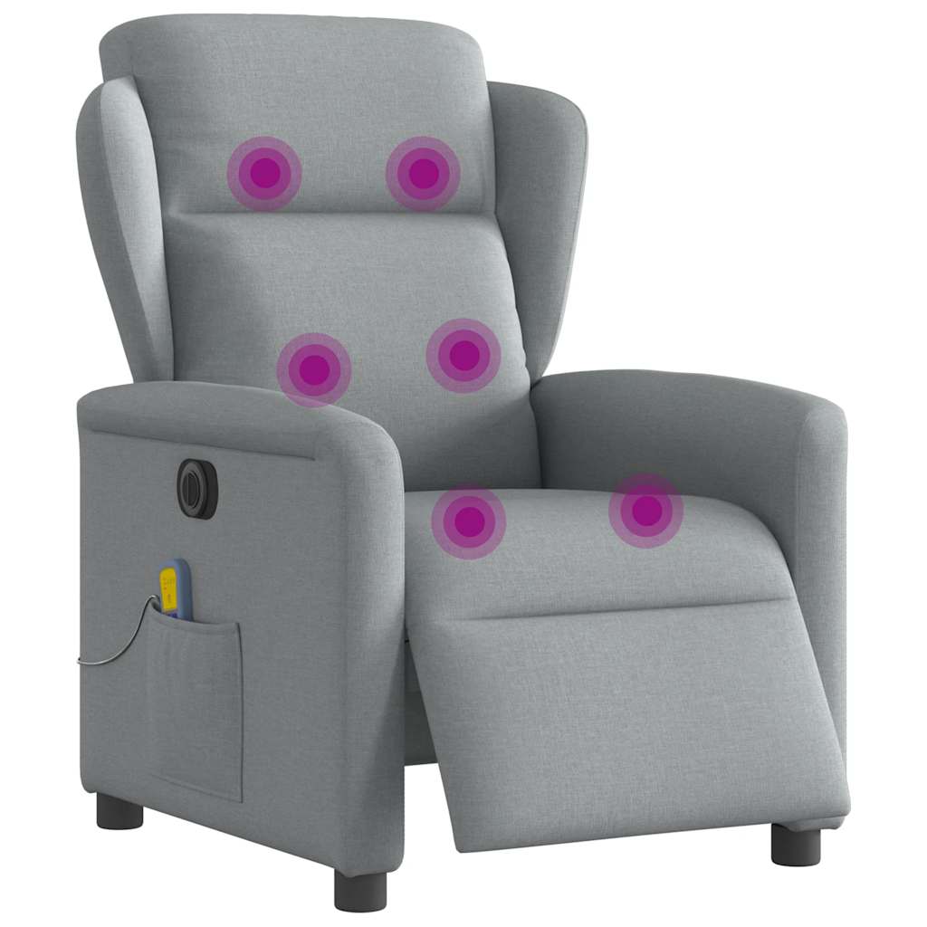 vidaXL Massagesessel Elektrisch Hellgrau Stoff