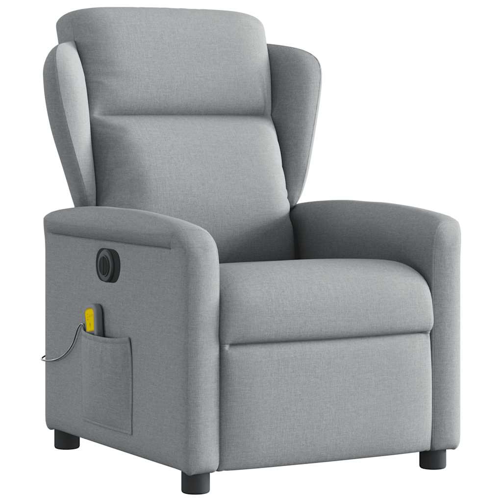 vidaXL Massagesessel Elektrisch Hellgrau Stoff
