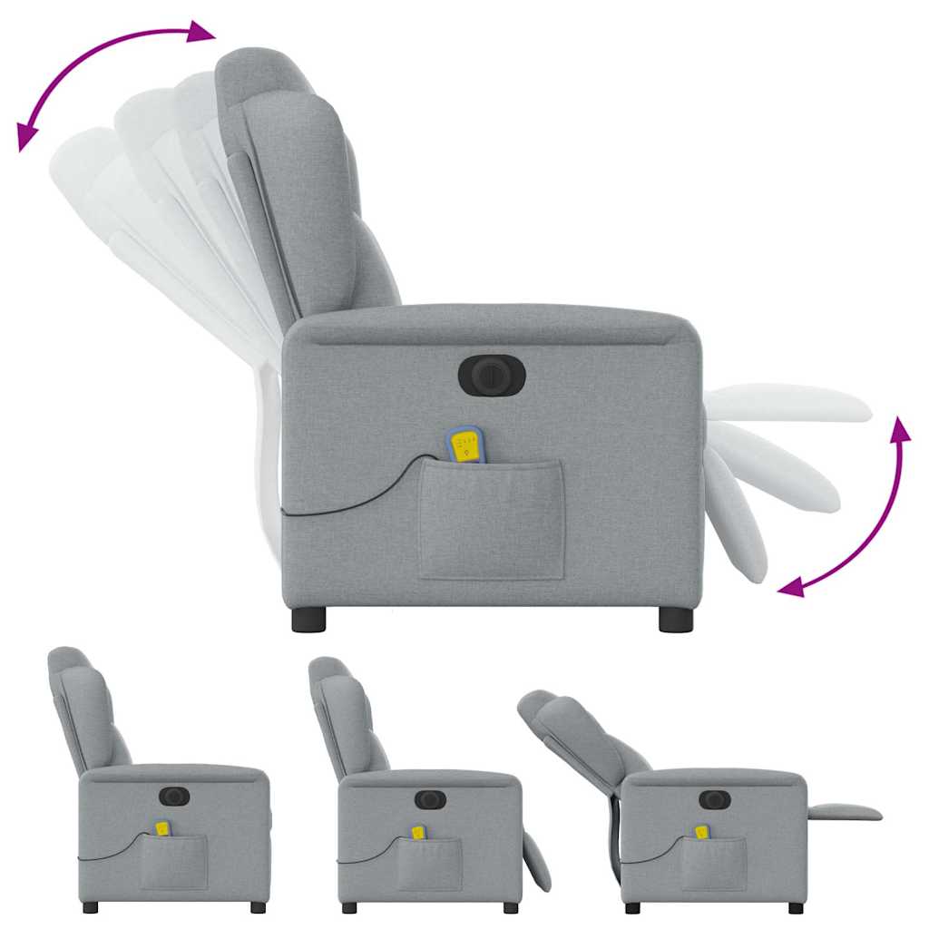 vidaXL Massagesessel Elektrisch Hellgrau Stoff