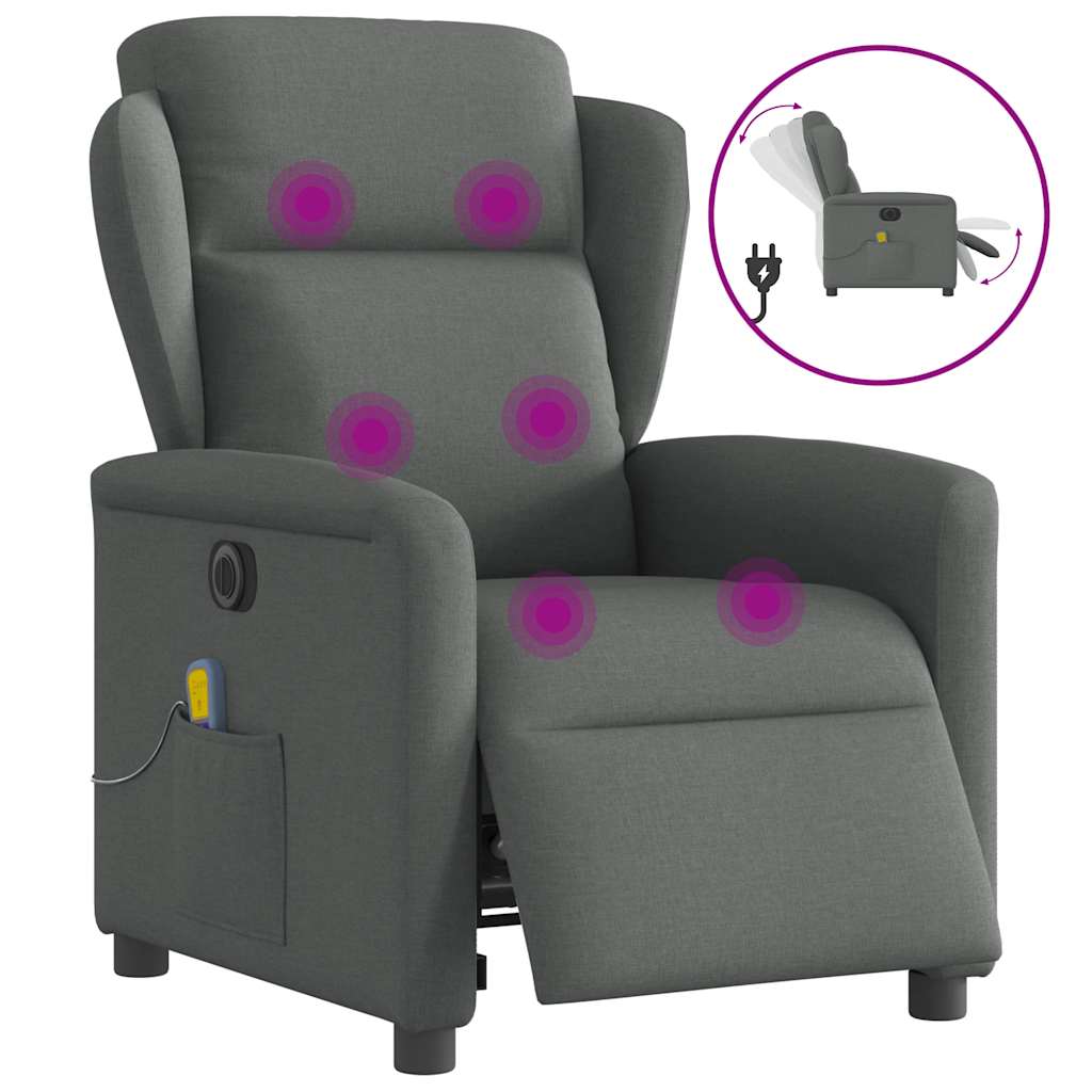 vidaXL Massagesessel Elektrisch Dunkelgrau Stoff