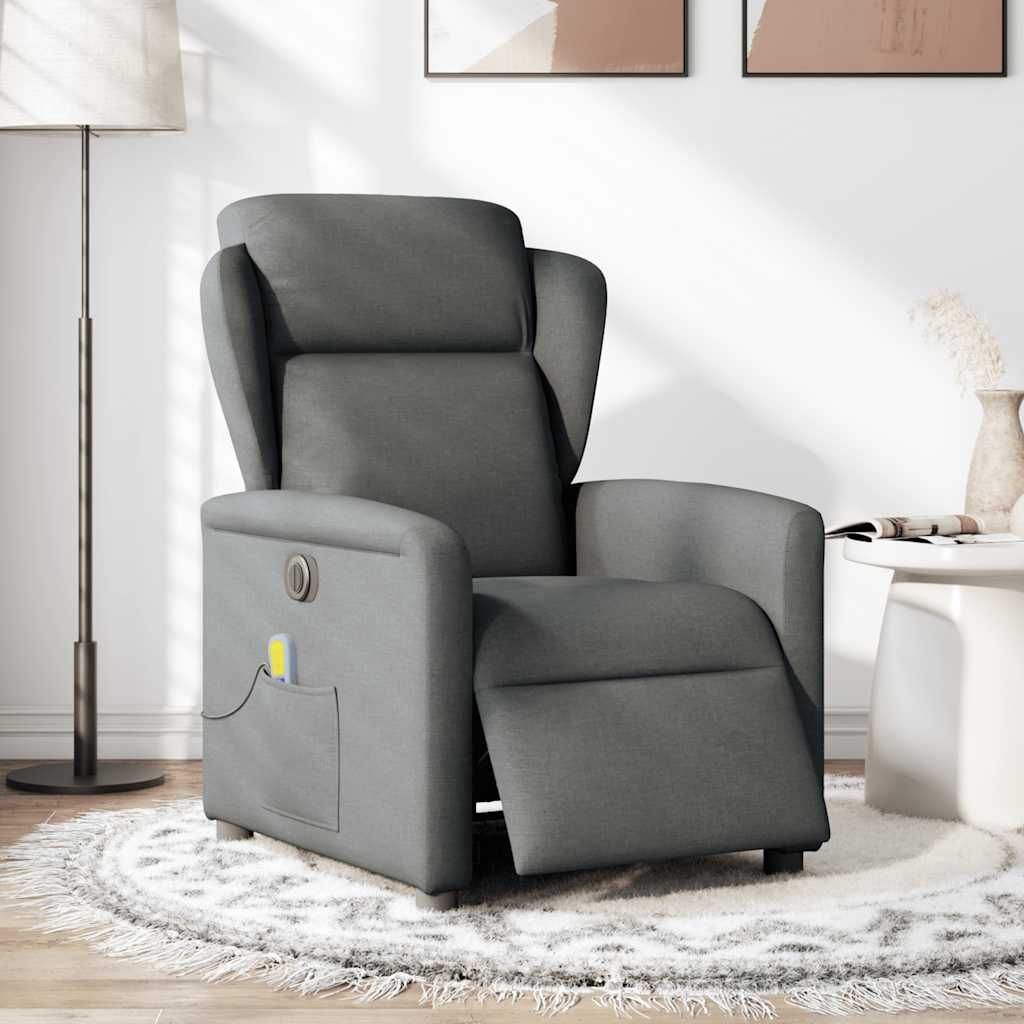 vidaXL Massagesessel Elektrisch Dunkelgrau Stoff