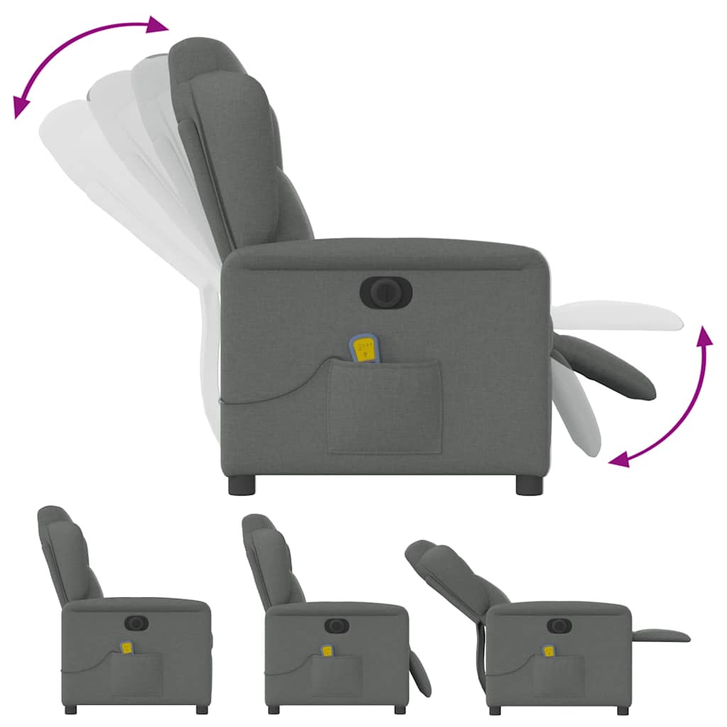 vidaXL Massagesessel Elektrisch Dunkelgrau Stoff