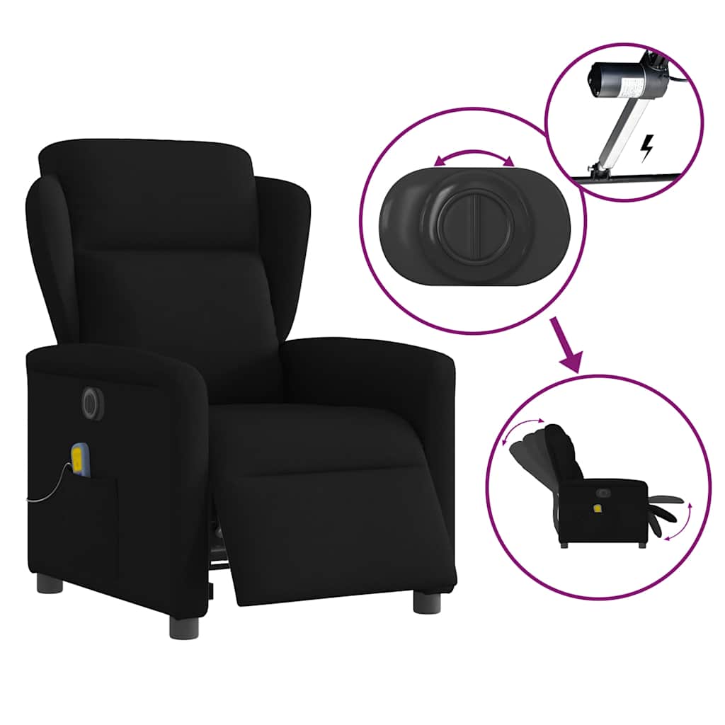 vidaXL Fauteuil de massage électrique Noir Tissu