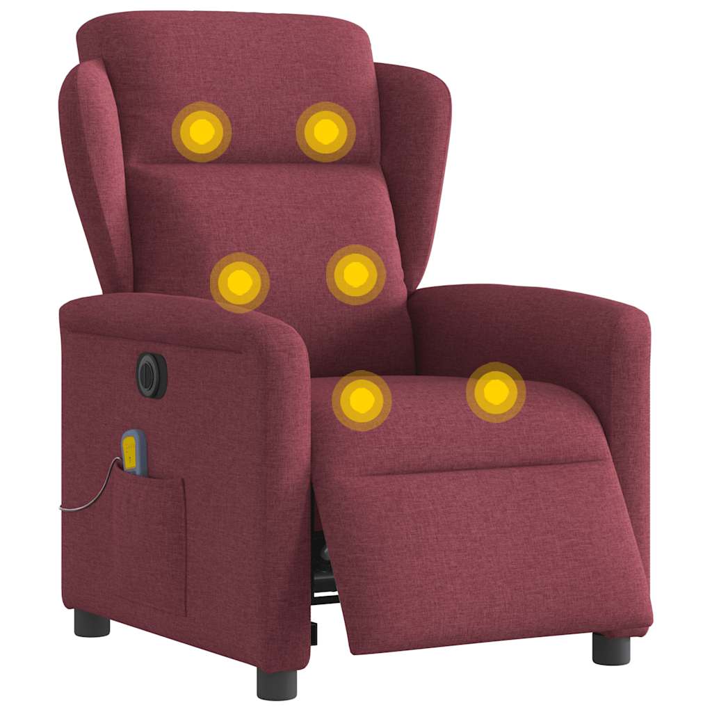 vidaXL Massagesessel Elektrisch Weinrot Stoff