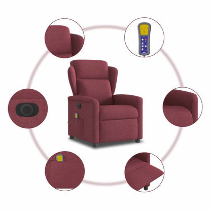 vidaXL Massagesessel Elektrisch Weinrot Stoff