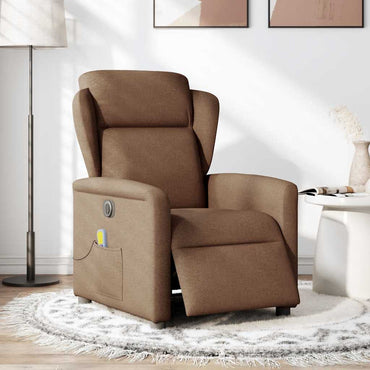 vidaXL Massagesessel Elektrisch Braun Stoff
