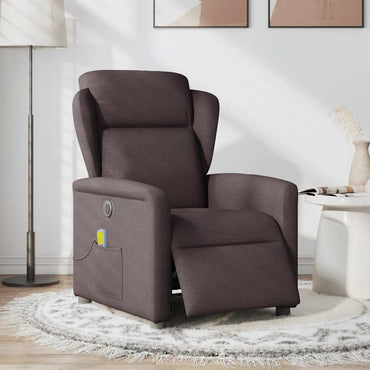 vidaXL Massagesessel Elektrisch Dunkelbraun Stoff