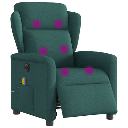 vidaXL Fauteuil de massage électrique Vert foncé Tissu