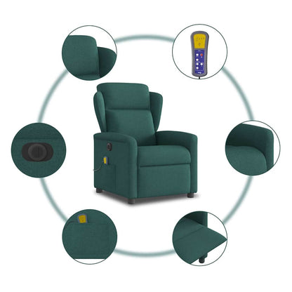 vidaXL Fauteuil de massage électrique Vert foncé Tissu