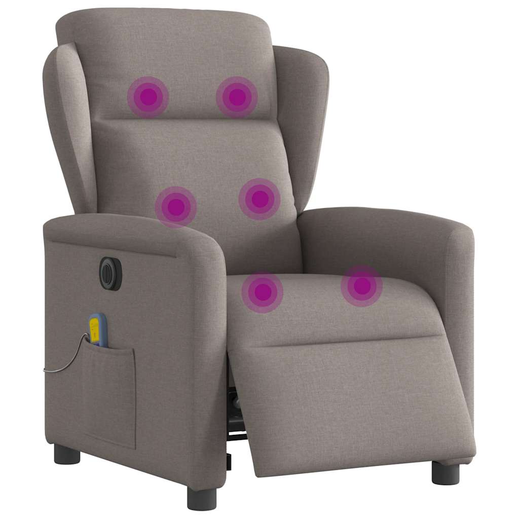 vidaXL Massagesessel Elektrisch Taupe Stoff