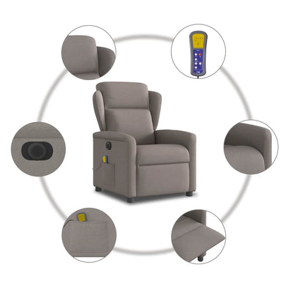 vidaXL Massagesessel Elektrisch Taupe Stoff