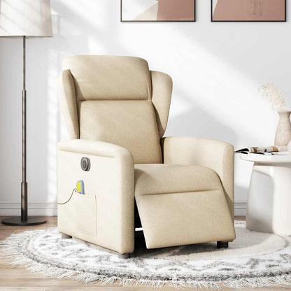 vidaXL Fauteuil de massage électrique Crème Tissu