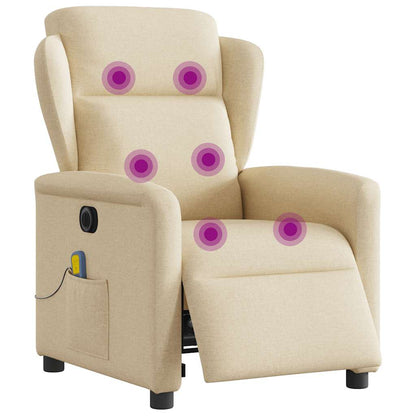 vidaXL Fauteuil de massage électrique Crème Tissu