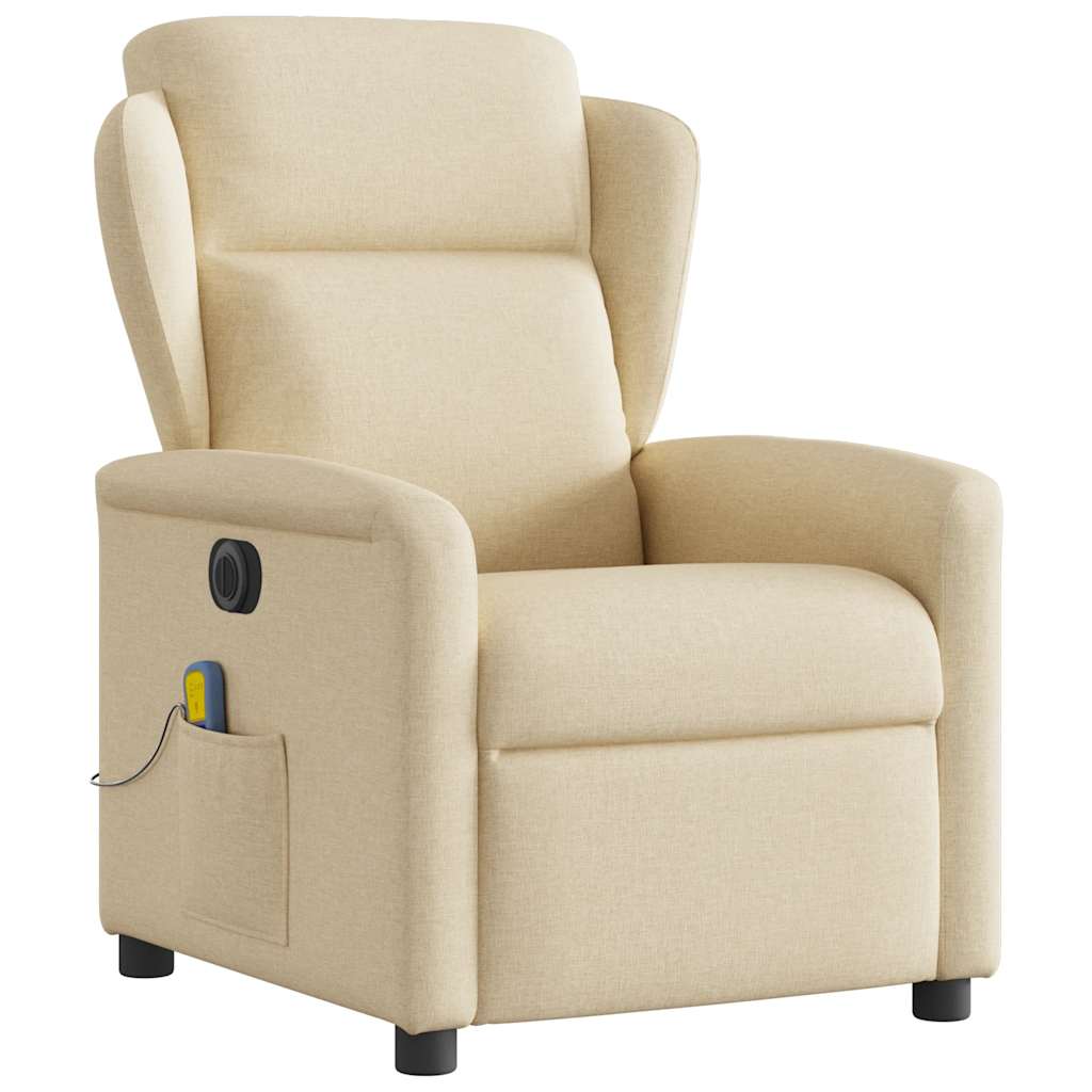 vidaXL Fauteuil de massage électrique Crème Tissu