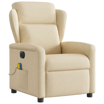 vidaXL Fauteuil de massage électrique Crème Tissu