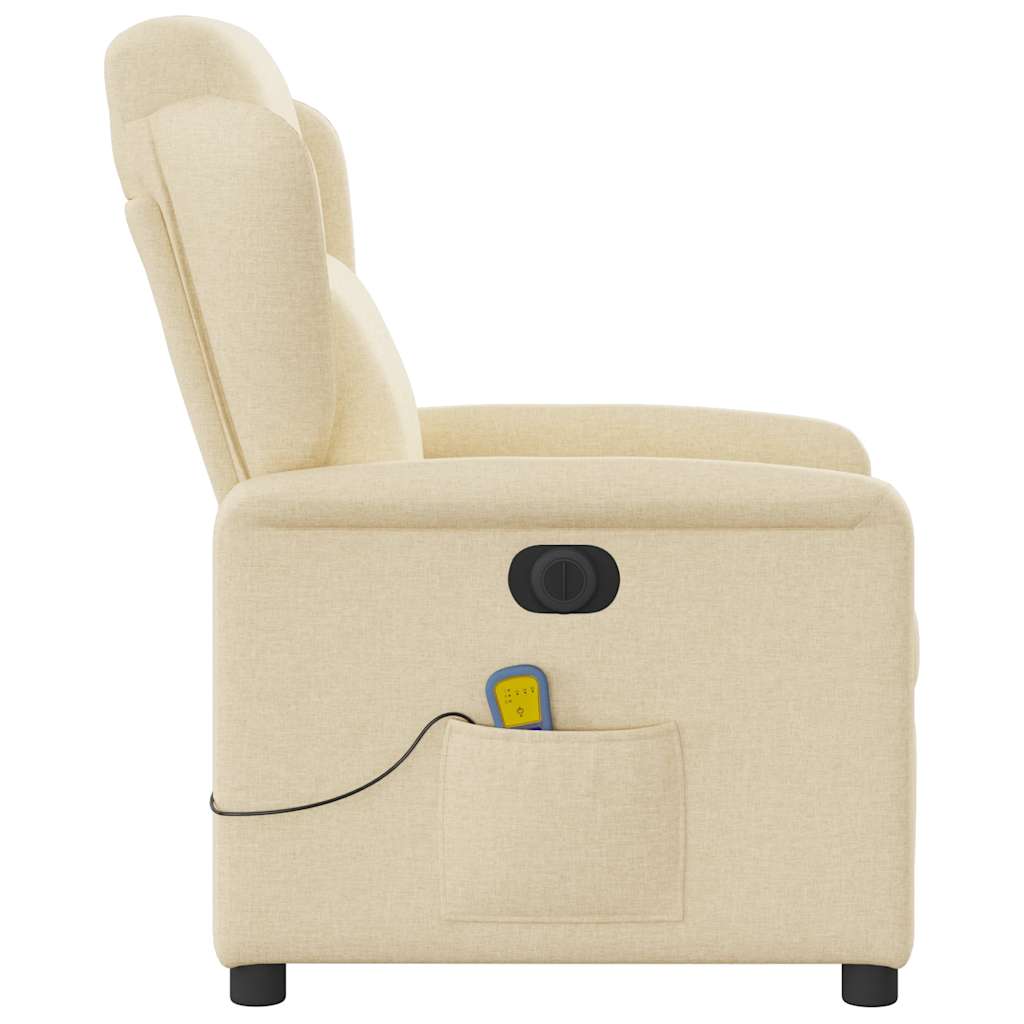 vidaXL Fauteuil de massage électrique Crème Tissu