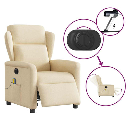 vidaXL Fauteuil de massage électrique Crème Tissu